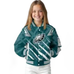 personalized philadelphia eagles chevron angles green varsity jacket best selling
