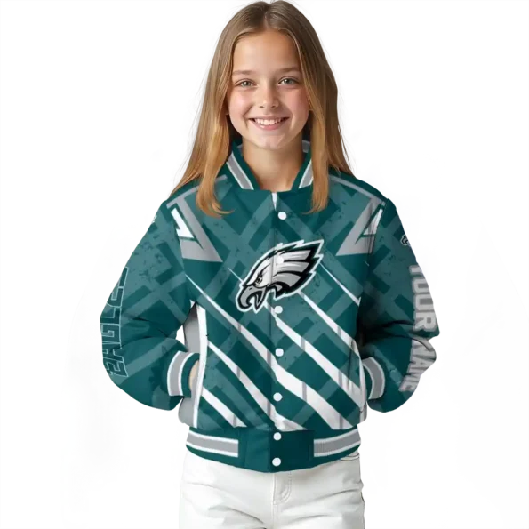 personalized philadelphia eagles chevron angles green varsity jacket top rated