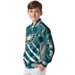 personalized philadelphia eagles chevron angles green varsity jacket best selling