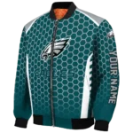 personalized philadelphia eagles hexagon grid green bomber jacket best selling