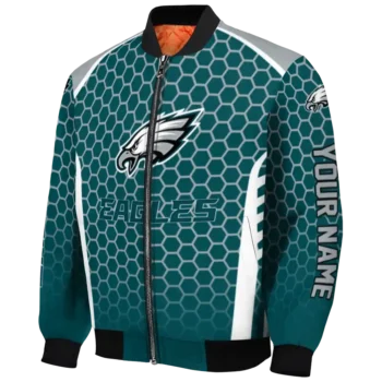 personalized philadelphia eagles hexagon grid green bomber jacket best selling