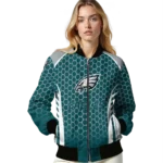 personalized philadelphia eagles hexagon grid green bomber jacket best selling
