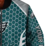 personalized philadelphia eagles hexagon grid green bomber jacket best selling
