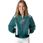 personalized philadelphia eagles hexagon grid green bomber jacket best selling