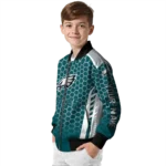 personalized philadelphia eagles hexagon grid green bomber jacket best selling