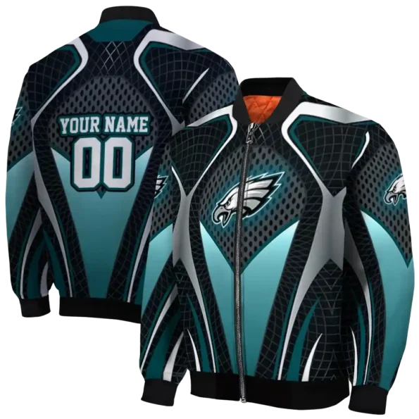 personalized philadelphia eagles mesh chest grey crocs black bomber jacket fashion forward