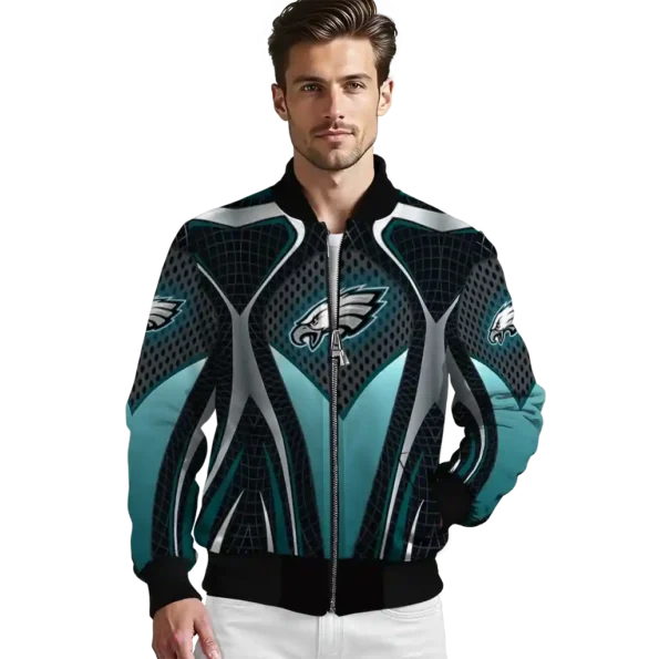 personalized philadelphia eagles mesh chest grey crocs black bomber jacket high quality