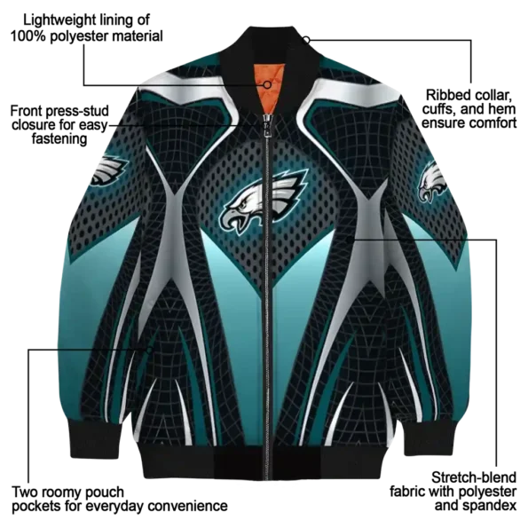 personalized philadelphia eagles mesh chest grey crocs black bomber jacket new arrival