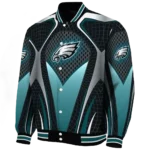 personalized philadelphia eagles mesh chest grey crocs black varsity jacket best selling