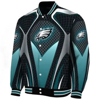 personalized philadelphia eagles mesh chest grey crocs black varsity jacket best selling