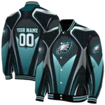 personalized philadelphia eagles mesh chest grey crocs black varsity jacket best selling