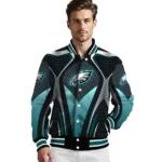 personalized philadelphia eagles mesh chest grey crocs black varsity jacket best selling