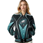 personalized philadelphia eagles mesh chest grey crocs black varsity jacket best selling