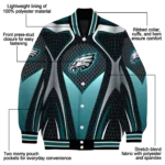personalized philadelphia eagles mesh chest grey crocs black varsity jacket best selling