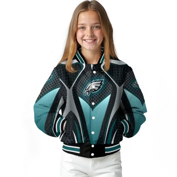 personalized philadelphia eagles mesh chest grey crocs black varsity jacket top rated