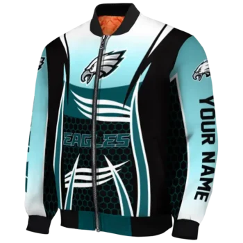 personalized philadelphia eagles mesh effect green black bomber jacket best selling