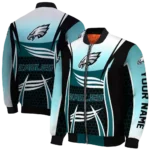 personalized philadelphia eagles mesh effect green black bomber jacket best selling