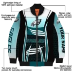 personalized philadelphia eagles mesh effect green black bomber jacket best selling