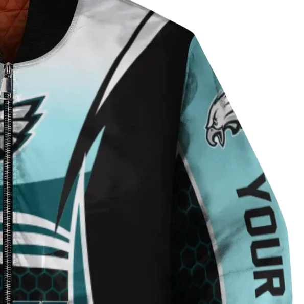 personalized philadelphia eagles mesh effect green black bomber jacket premium grade