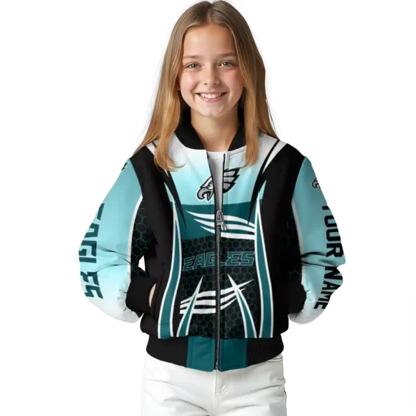 personalized philadelphia eagles mesh effect green black bomber jacket top rated