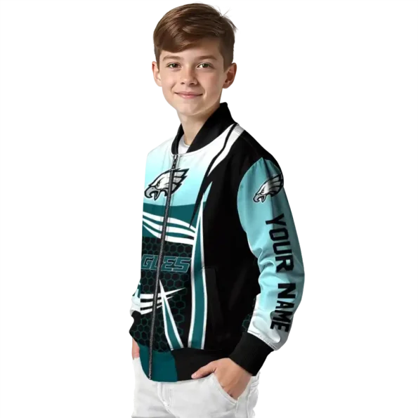 personalized philadelphia eagles mesh effect green black bomber jacket trendy