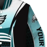 personalized philadelphia eagles mesh effect green black varsity jacket best selling