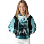 personalized philadelphia eagles mesh effect green black varsity jacket best selling