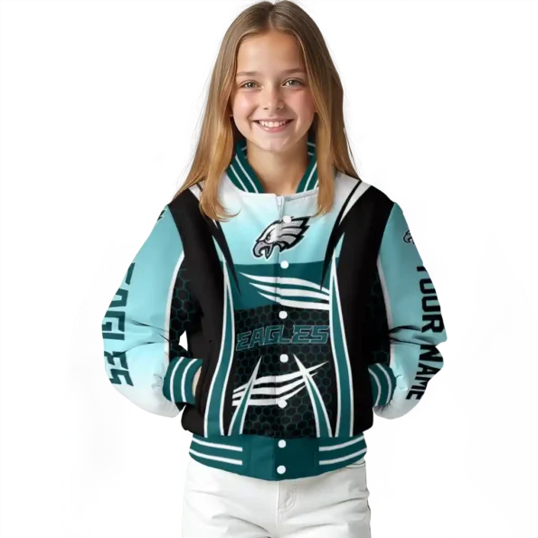 personalized philadelphia eagles mesh effect green black varsity jacket top rated