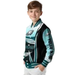 personalized philadelphia eagles mesh effect green black varsity jacket best selling