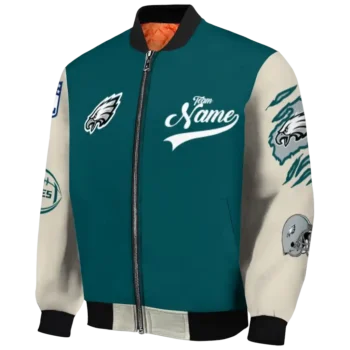personalized philadelphia eagles razorback outline green nude bomber jacket best selling