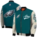 personalized philadelphia eagles razorback outline green nude bomber jacket best selling