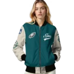 personalized philadelphia eagles razorback outline green nude bomber jacket best selling