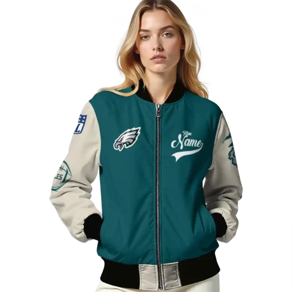 personalized philadelphia eagles razorback outline green nude bomber jacket latest model