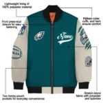 personalized philadelphia eagles razorback outline green nude bomber jacket best selling