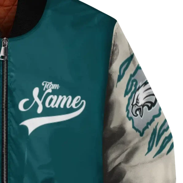 personalized philadelphia eagles razorback outline green nude bomber jacket premium grade