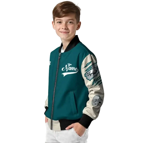 personalized philadelphia eagles razorback outline green nude bomber jacket trendy