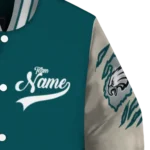 personalized philadelphia eagles razorback outline green nude varsity jacket best selling