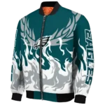 personalized philadelphia eagles winged blaze green white bomber jacket best selling