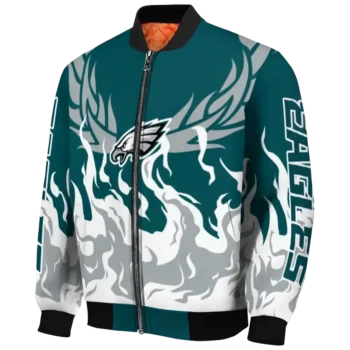 personalized philadelphia eagles winged blaze green white bomber jacket best selling
