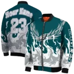 personalized philadelphia eagles winged blaze green white bomber jacket best selling
