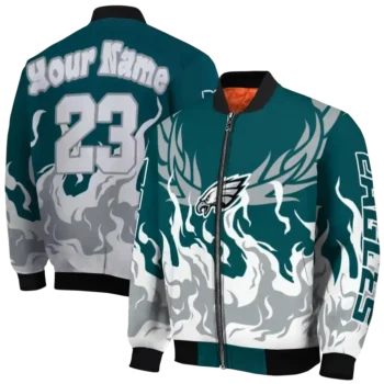 personalized philadelphia eagles winged blaze green white bomber jacket fashion forward
