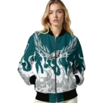 personalized philadelphia eagles winged blaze green white bomber jacket best selling