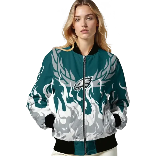 personalized philadelphia eagles winged blaze green white bomber jacket latest model