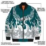 personalized philadelphia eagles winged blaze green white bomber jacket best selling