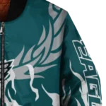 personalized philadelphia eagles winged blaze green white bomber jacket best selling