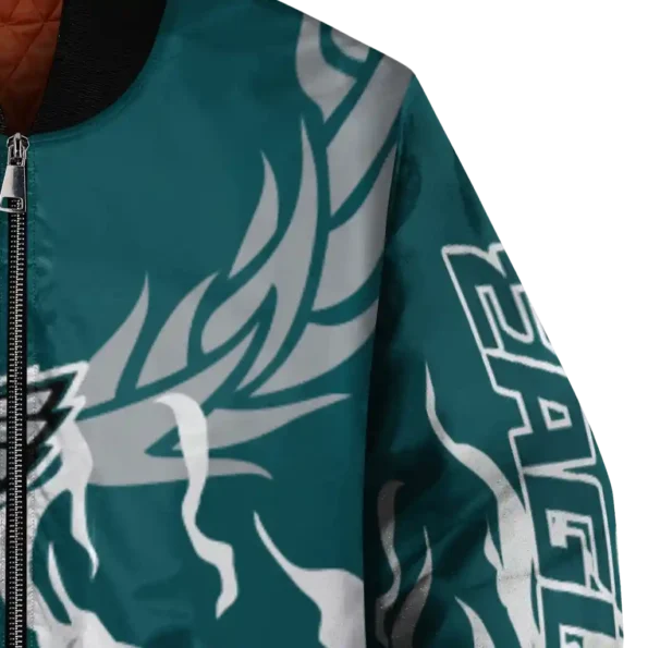 personalized philadelphia eagles winged blaze green white bomber jacket premium grade