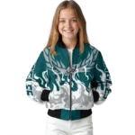 personalized philadelphia eagles winged blaze green white bomber jacket best selling