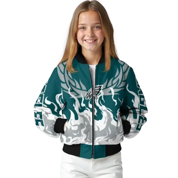 personalized philadelphia eagles winged blaze green white bomber jacket top rated
