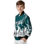 personalized philadelphia eagles winged blaze green white bomber jacket best selling