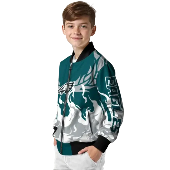 personalized philadelphia eagles winged blaze green white bomber jacket trendy